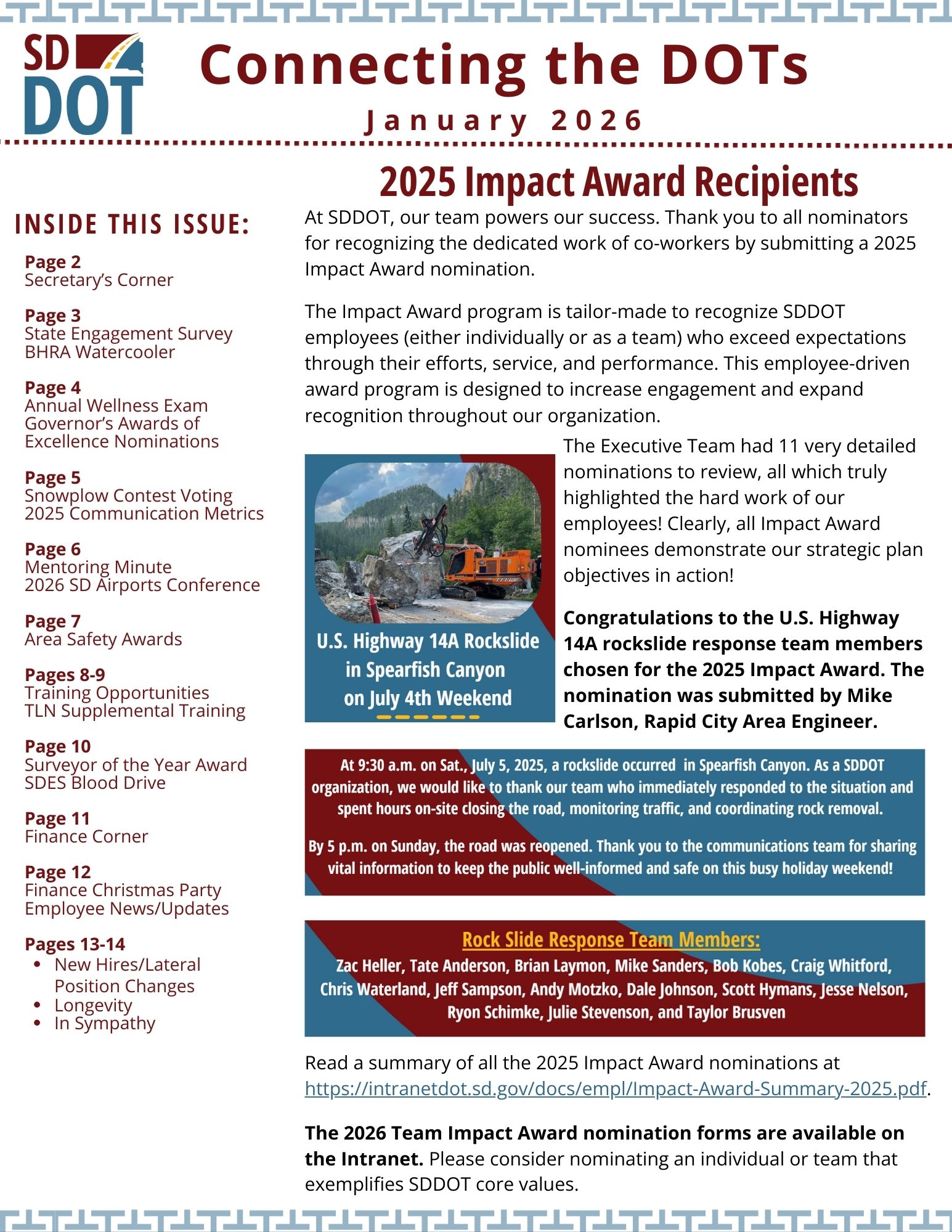 SDDOT January 2026 Newsletter.