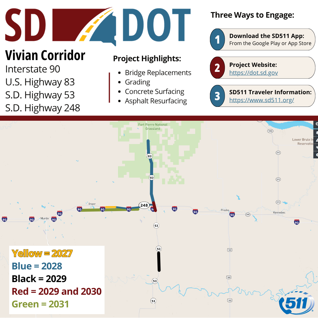 Vivian Corridor - Interstate 90 and U.S. Highway 83 project location map